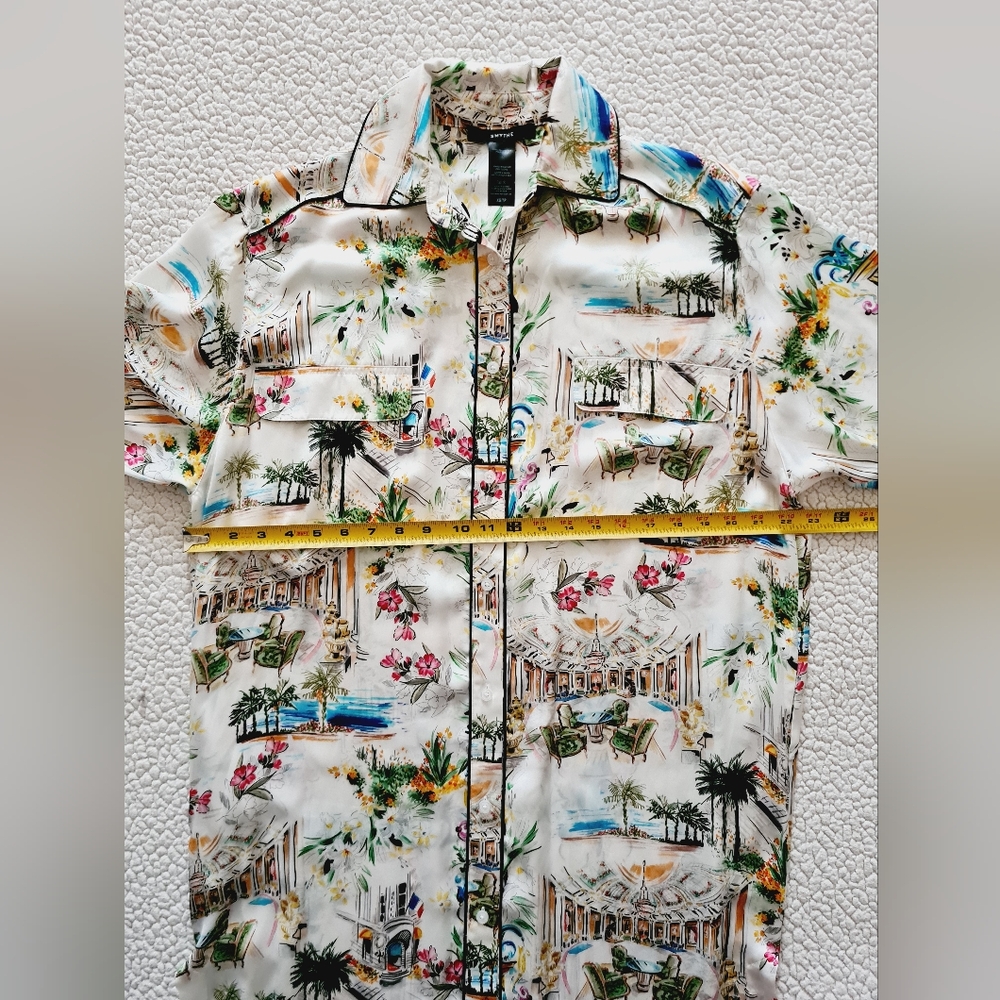 SMYTHE Cote d'Azur Floral Print Long Sleeve Shirt Dress Size XS Org $650 - Picture 11 of 15